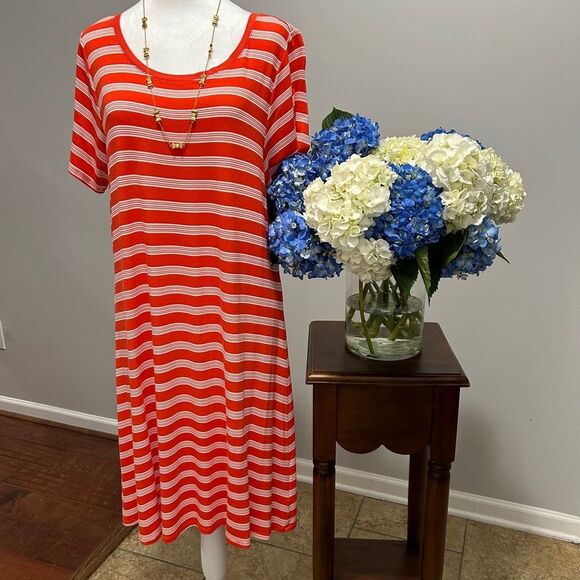 St. John's Bay Orange Midi Sundress with Scoop Neck - Picture 1 of 6